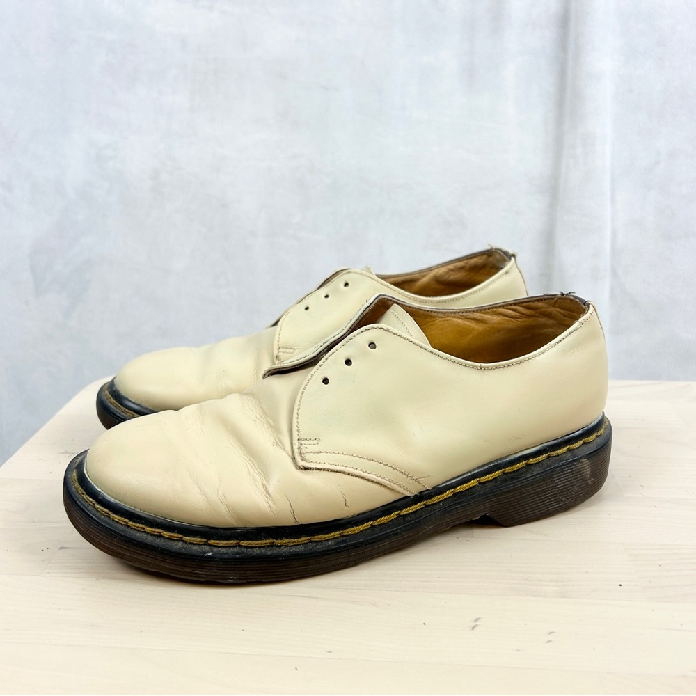 DR MARTENS Vintage Oxfords Cream Leather Women's Size 7 (5UK) Made in England